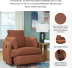 Signature Design by Ashley Modmax Contemporary Swivel Glider Recliner, Manual Reclining Chair for Living Room or Nursery, Next-Gen Nuvella Stain-Resistant Fabric, Hidden Storage, 42" W, Orange