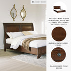 Signature Design by Ashley King Sleigh Storage Bed Frame, Brown | Hardwood solids, Select hardwood veneer and MDF substrate, King sleigh bed, Dark bronze-tone knobs, Trellington Series