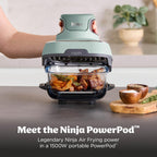 Ninja Crispi Glass Air Fryer, 4-in-1, Green, FN101SG | Max crisp, bake, air fry, recrisp, 450F max, 4 Qt and 6 Cup containers, PFAS-free glass