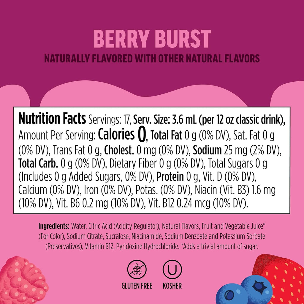 Ninja Thirsti Flavored Water Drops, Berry Burst, Zero Calories | Zero Sugar, 12oz drinks, 3 Pack, Compatible with All Ninja Thirsti Drink Systems - WC1000, WC2000 & WC3000 Series, WCFBRPNAM