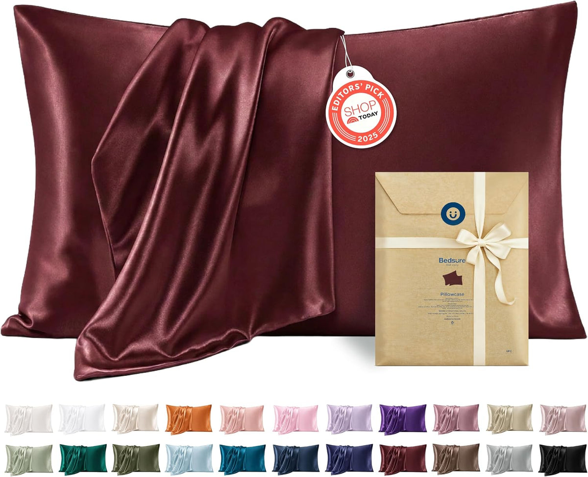 Bedsure Satin Pillowcases Queen Set of 2, Similar to Silk Pillow Cases Pink
