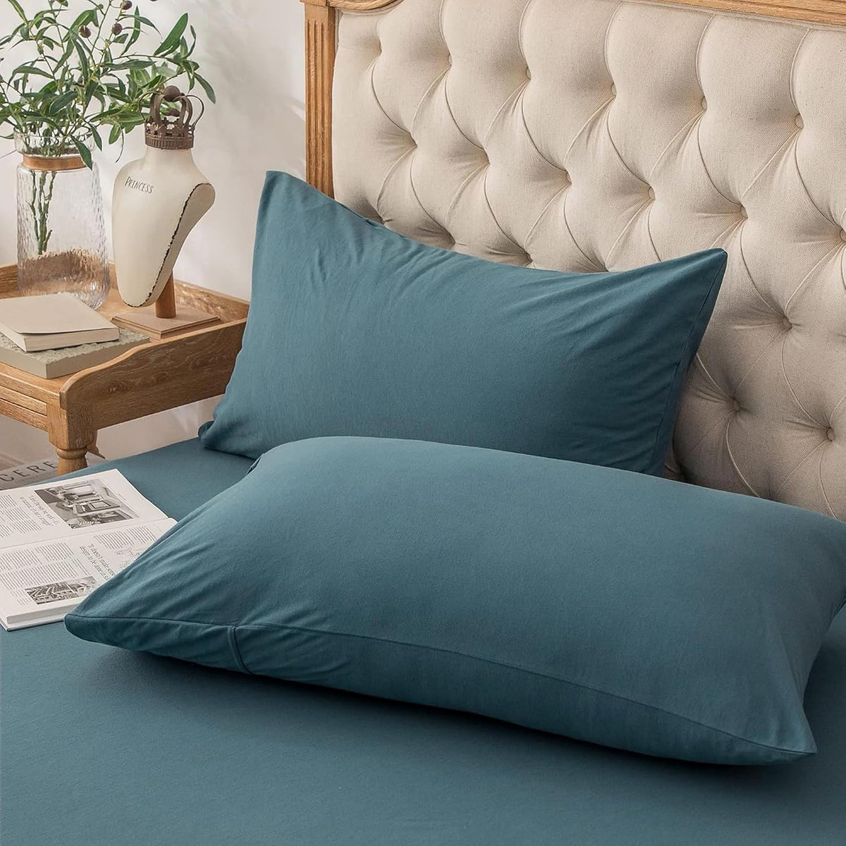 PURE ERA Jersey Knit Pillow Cases Solid Sage Green Standard