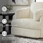 Signature Design by Ashley Oversized Swivel Glider Recliner, Ivory | Hidden armrest storage, Soft polyester cord, Smooth 360-degree rotation, Rocking chair motion, Tie-Breaker Series