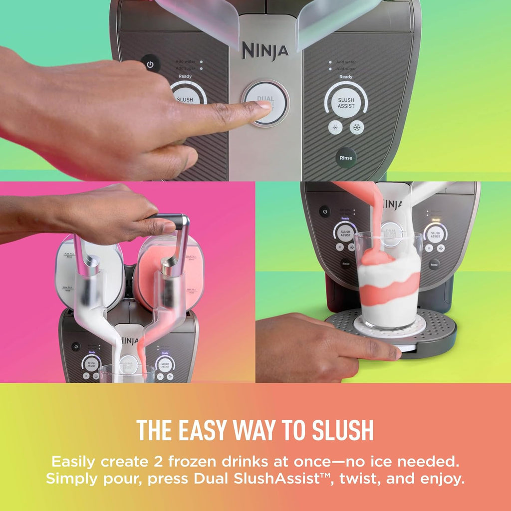 Ninja SLUSHi Twist Smart Frozen Drink Maker with Dual SlushAssist, FS701BL | 2 SLUSHI MACHINES IN 1, Serve separately or twist together, Dual SlushAssist Technology, 10+ Servings, two 72 oz vessel