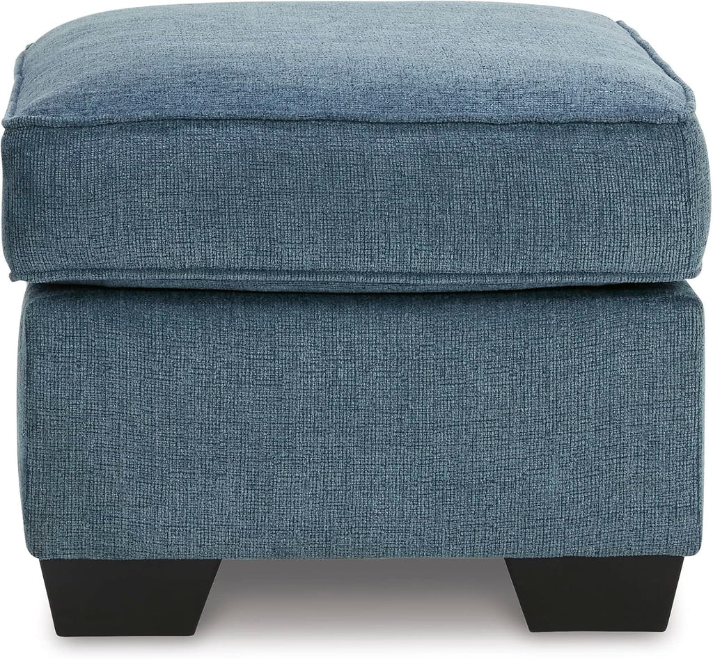 Signature Design by Ashley Ottoman, Cashton Blue Rectangular Foot Rest | 100% polyester Janiere chenille, Crosshatched weave, Ottoman foot rest, Firm foam cushion, Sturdy reinforced frame structure