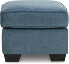 Signature Design by Ashley Ottoman, Cashton Blue Rectangular Foot Rest | 100% polyester Janiere chenille, Crosshatched weave, Ottoman foot rest, Firm foam cushion, Sturdy reinforced frame structure