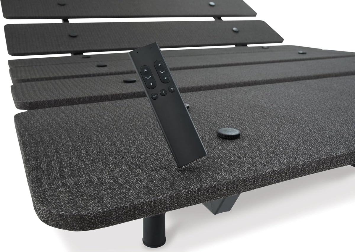 Signature Design by Ashley King Adjustable Base Bed Frame, Black | King size adjustable bed base with dual USB ports and wireless remote, Estimated 15-minute assembly, Cosmic Power Base