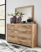 Signature Design by Ashley 6 Drawer Dresser for Bedroom, Golden Oak | 5-minute quick assembly, Contemporary tan brown finish, Durable engineered wood, Hyanna Series