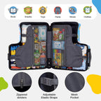 20" Ride On Luggage for Kids,Cute Pattern,Lightweight Hardshell Carry-On Luggage with Double Spinner Wheels,TSA Lock,Circular Handrail,Safety Belt,Foot Pedal,for Boys&Girls,Load Cap. 120 lbs (Blue)