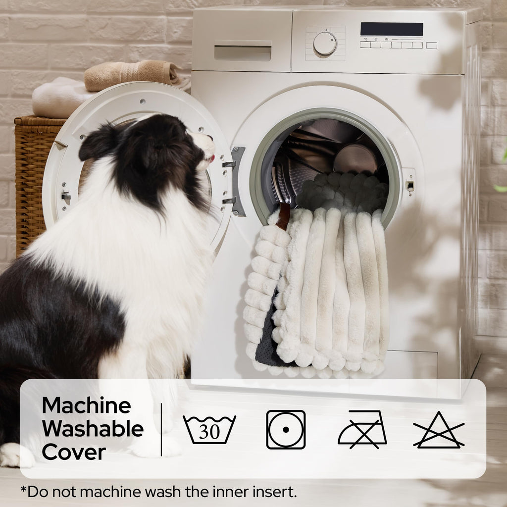 Bedsure ComfyFleece® Cute Dog Beds Large Sized Dog Washable，36in Cream
