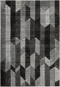 Signature Design by Ashley Chayse Geometric Area Rug, 7x10, Black & Gray | 100% polypropylene fiber, 12 mm medium pile height, Hand-carved multidimensional design, Large living room use, Spot clean