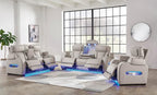 Signature Design by Ashley Power Reclining Loveseat with Console, Gray | Heated air massage seats, Top grain leather faux leather combination, Zero gravity recline, Home theater seating, Boyington