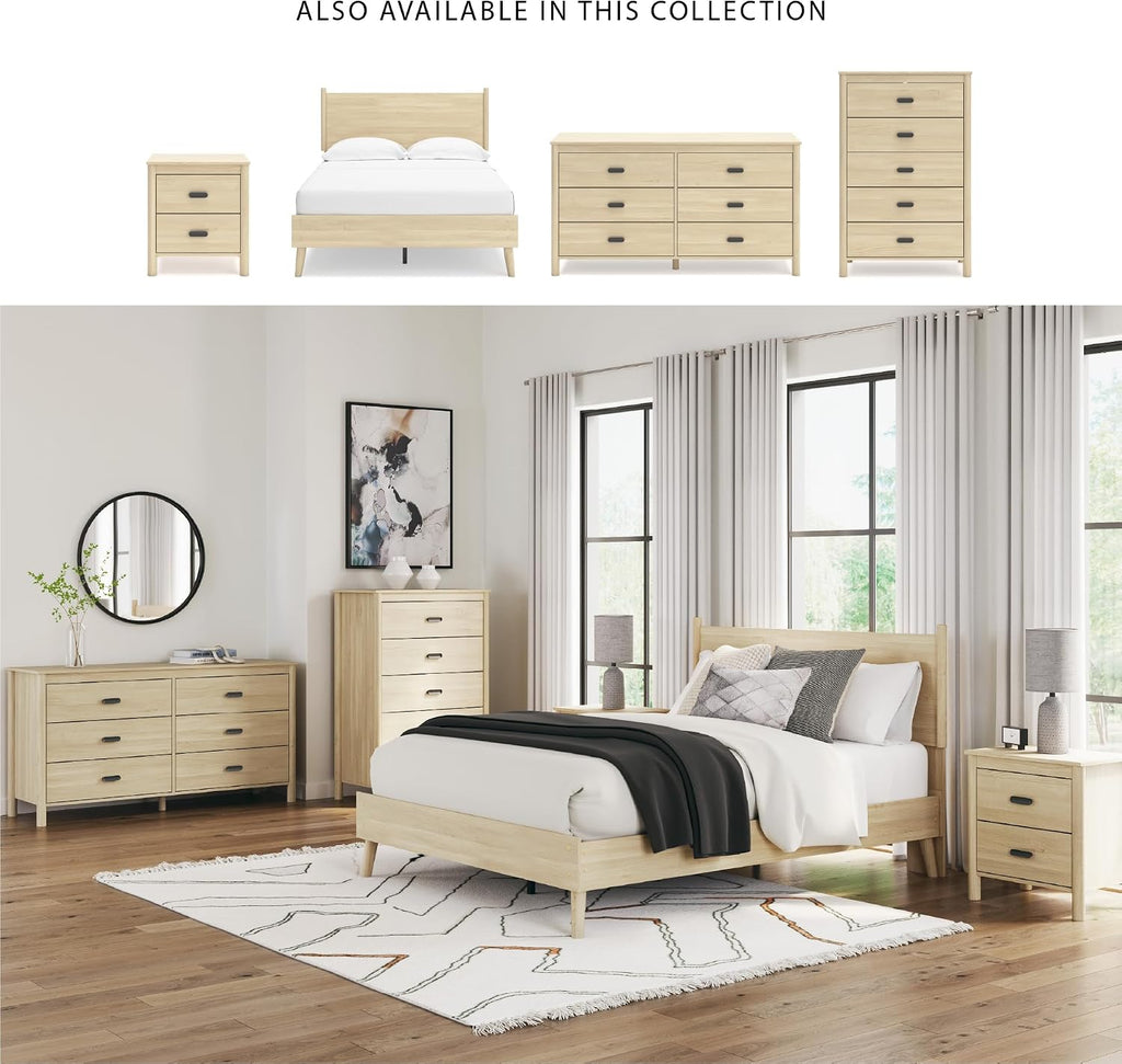 Signature Design by Ashley Cabinella 6 Drawer Bedroom Dresser, Natural Ash | 62-inch wide storage, Engineered wood (MDF/particleboard/plywood) and decorative laminate, Casual tan finish