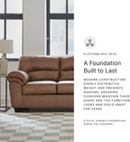 Signature Design by Ashley Caramel Faux Leather Sofa, No Assembly Required | Anti-sag platform deck, Caramel 98% polyester and 2% PU blend, Contemporary 3-seater design, Walker Point Series
