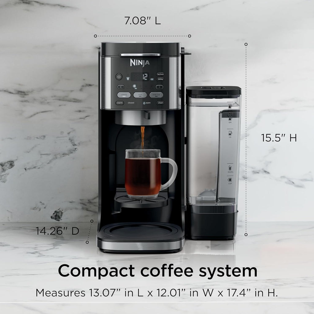 Ninja Drip Coffee Maker, DualBrew Pro Hot & Iced, Black, CFP101 | Single Serve to Carafe, Brew with Pods & Grounds, Compatible with K Cups, 3 Brew Styles, 60oz Removable Reservoir