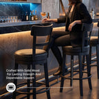 Signature Design by Ashley 1-Piece Counter Height Bar Stool, Black Swivel | Easy-clean leather and faux leather combination seat, Rustic farmhouse style with antiqued finish, Valebeck Series