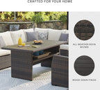 Signature Design by Ashley Outdoor Easy Isle Multi-Use Resin Wicker Patio Table, Dark Brown