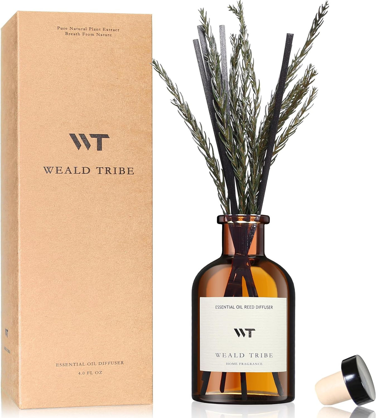 WEALD TRIBE Flower Reed Diffuser Set Eucalyptus & Lavender Scent for Room Bathroom Accessories Shelf Decor & Air Fresheners, Sticks Defusers with 4.0 fl oz Home Fragrance Oils, Office Gift