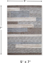 Signature Design by Ashley Sethburn Striped Area Rug 5x7, Cream/Gray | Machine-woven 100% polypropylene, Natural jute backing, Casual modern style, Indoor living spaces, Bedrooms