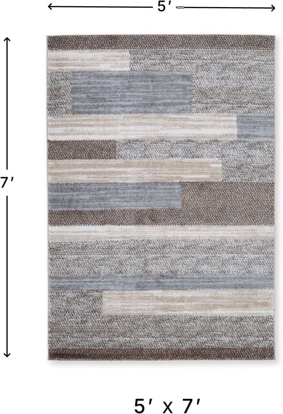 Signature Design by Ashley Sethburn Striped Area Rug 5x7, Cream/Gray | Machine-woven 100% polypropylene, Natural jute backing, Casual modern style, Indoor living spaces, Bedrooms