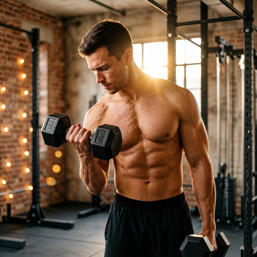 HOMCOM 2x4kg/2x5kg/2x6kg/2x8kg/2x10kg Rubber Hex Dumbbell Set Anti-Rolling Free Weights Dumbbells Pair with Knurled Grip for Home Gym Strength Training Exercise