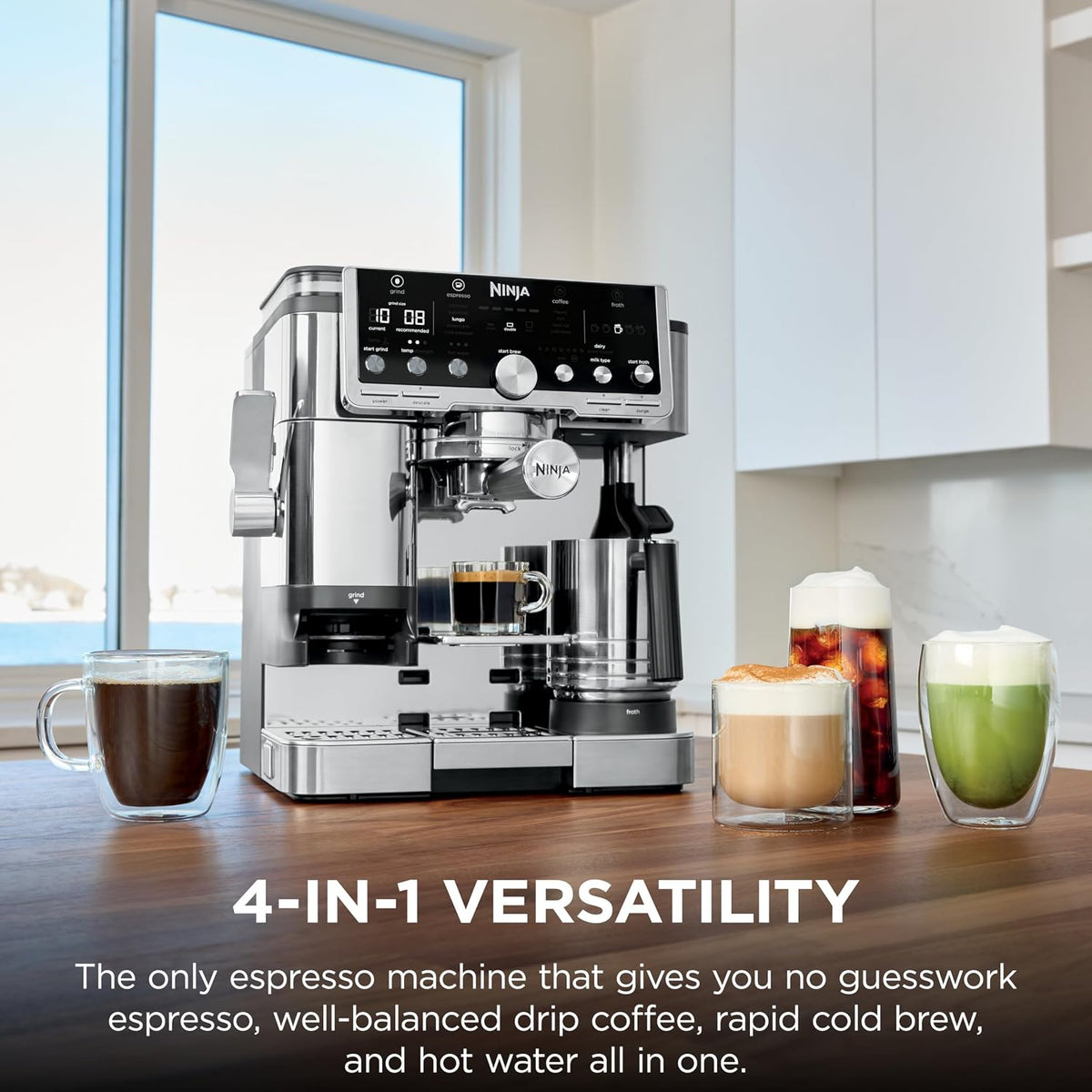 Ninja Luxe Café Pro Series, Espresso, Cold Brew, Hot Water, ES701 | Drip Coffee, Integrated Tamper, Built-in Grinder, Hands-Free Frother for Cappuccinos, Lattes, Americanos, Dairy or Non-Dairy
