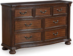 Signature Design by Ashley 7-Drawer Wood Bedroom Dresser, Wide Chest, Brown | Felt-lined top drawers for delicate protection, Sturdy 205 lb frame for master bedroom storage, Lavinton Series