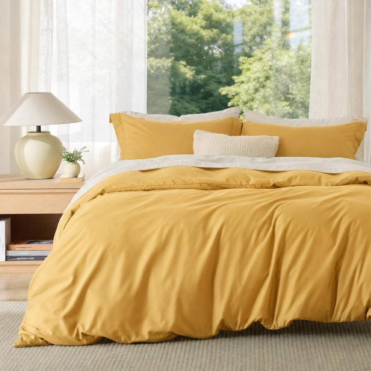 Bedsure Duvet Cover Queen Size, 3Pcs Soft Double Brushed Bedding Set, White