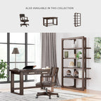 Signature Design by Ashley Wood Executive Desk Chair, Brown | Solid wood frame with a combination of leather and faux leather, Classic style for home workspaces, Breckington Series
