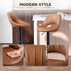 HOMCOM Bar Stools Set of 2 Swivel Adjustable Height with Footrest Brown