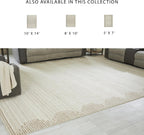 Signature Design by Ashley Wool Area Rug, Extra Large 10x14, Brown/Beige | 100% natural wool tufted construction, Modern stepped border in brown and beige, Oversized footprint, Emorymore Series