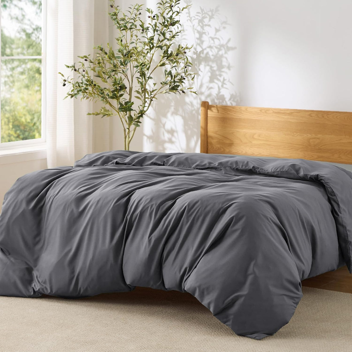Bedsure Duvet Cover Queen Size, 3Pcs Soft Double Brushed Bedding Set, White