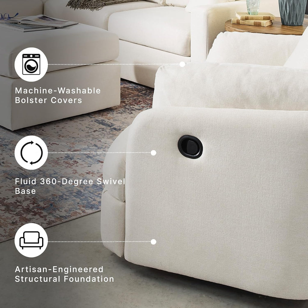 Signature Design by Ashley Modmax Contemporary Swivel Glider Nursery Recliner, Stain-Resistant Next-Gen Nuvella Performance Fabric Rocking Chair for Living Room, Beige, 42" W