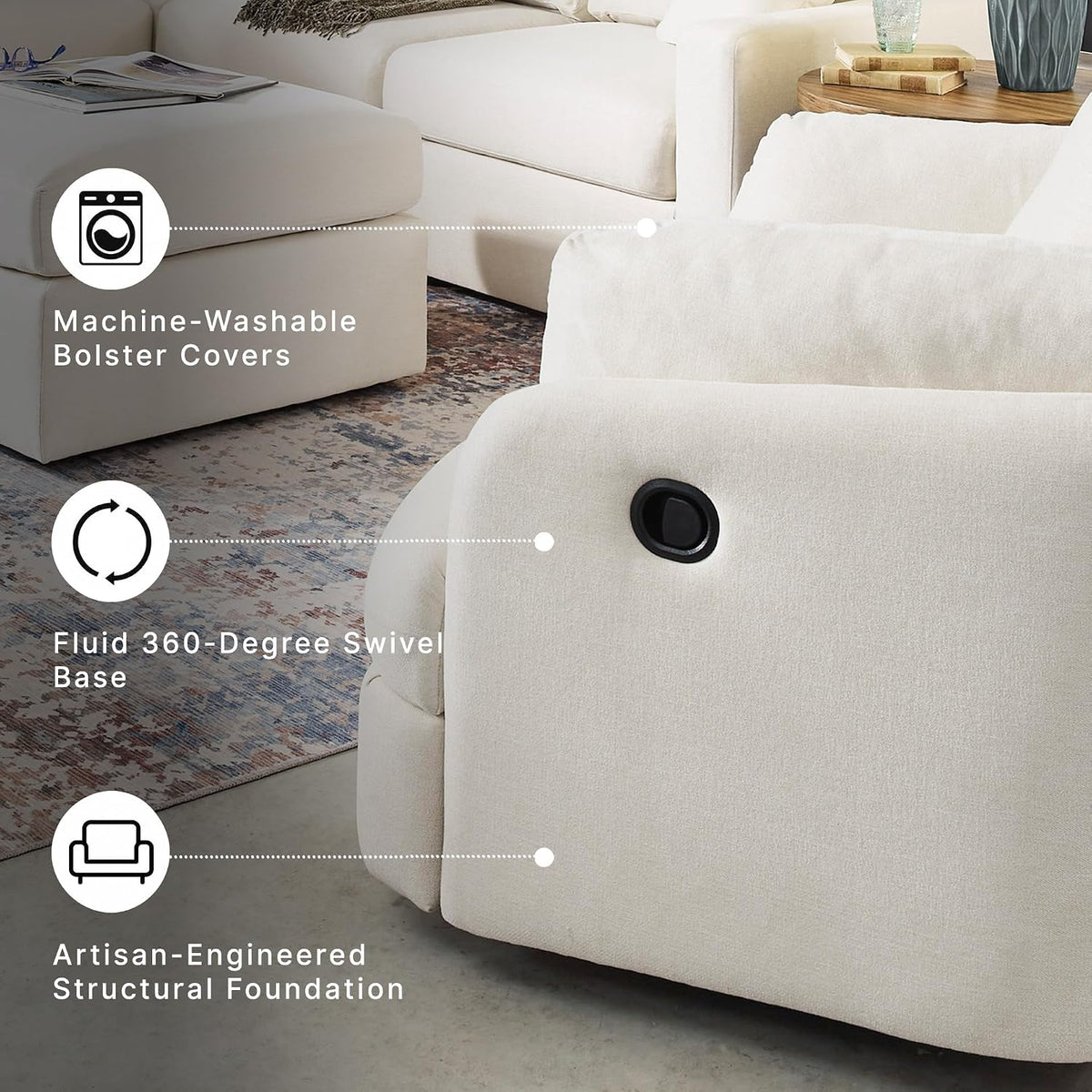 Signature Design by Ashley Modmax Contemporary Swivel Glider Nursery Recliner, Stain-Resistant Next-Gen Nuvella Performance Fabric Rocking Chair for Living Room, Beige, 42" W