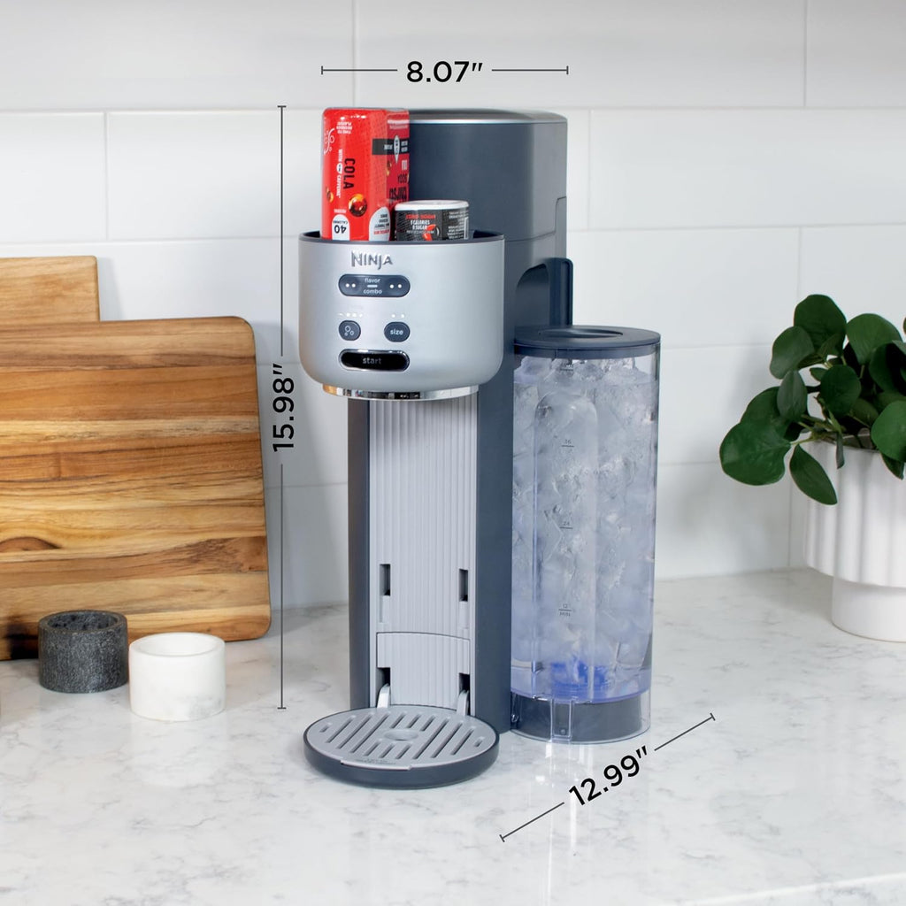 Ninja Thirsti Ultimate Drink System, Soda Maker, Cyberspace, WC3001BL2 | Still or Sparkling, Create fountain-fresh drinks with 20+ zero or low-calorie flavors, Customize your fizz and flavor