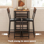 HOMCOM 3 Piece Breakfast Bar Table Set with Stools for 2 Rustic Brown