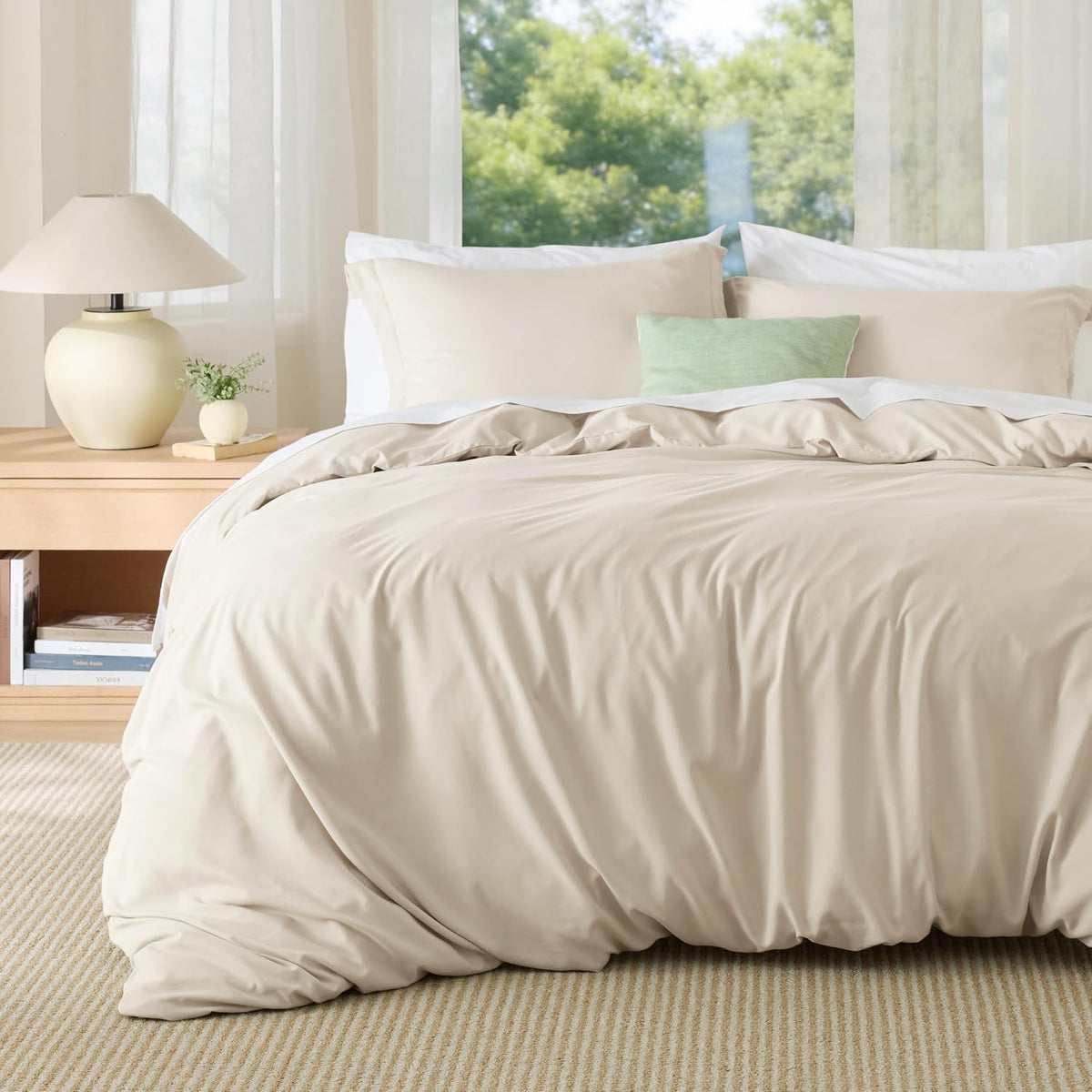 Bedsure Duvet Cover Queen Size, 3Pcs Soft Double Brushed Bedding Set, White