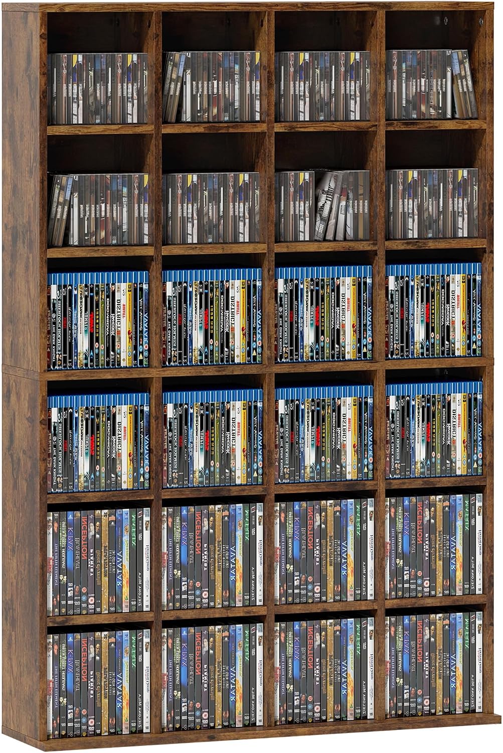HOMCOM Tall 456 CD/ 336 DVD Storage Unit 89 x 130.5 cm Rustic Brown