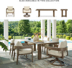 Signature Design by Ashley Serene Bay 6-Person Outdoor Dining Table | 84-inch rectangular patio dining table with wood-look finish, Rust-resistant aluminum frame, Built-in umbrella hole