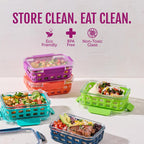 Ello Duraglass 3.4 Cup Glass Meal Prep Containers, 10 Pc, 5 Pack, Fruit