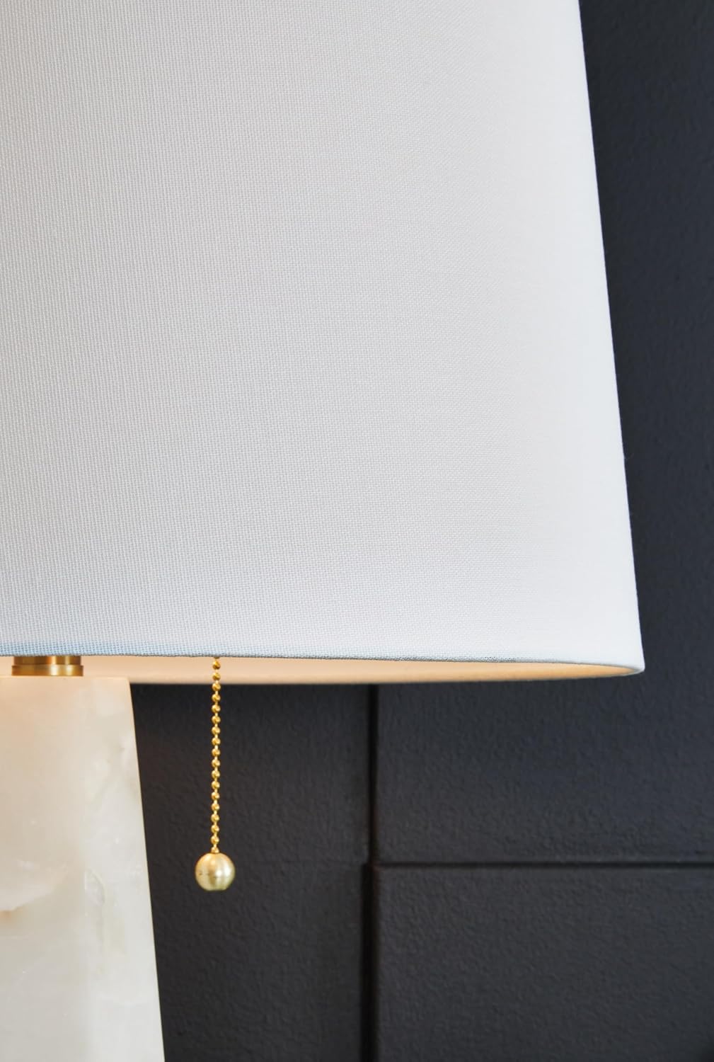 Signature Design by Ashley Laurellen Alabaster Table Lamp, Dual Pull Chain | White stone resin blend, 60W max per socket, Marble table lamp alternative, Luxe modern bedroom decor, 90-inch power cord