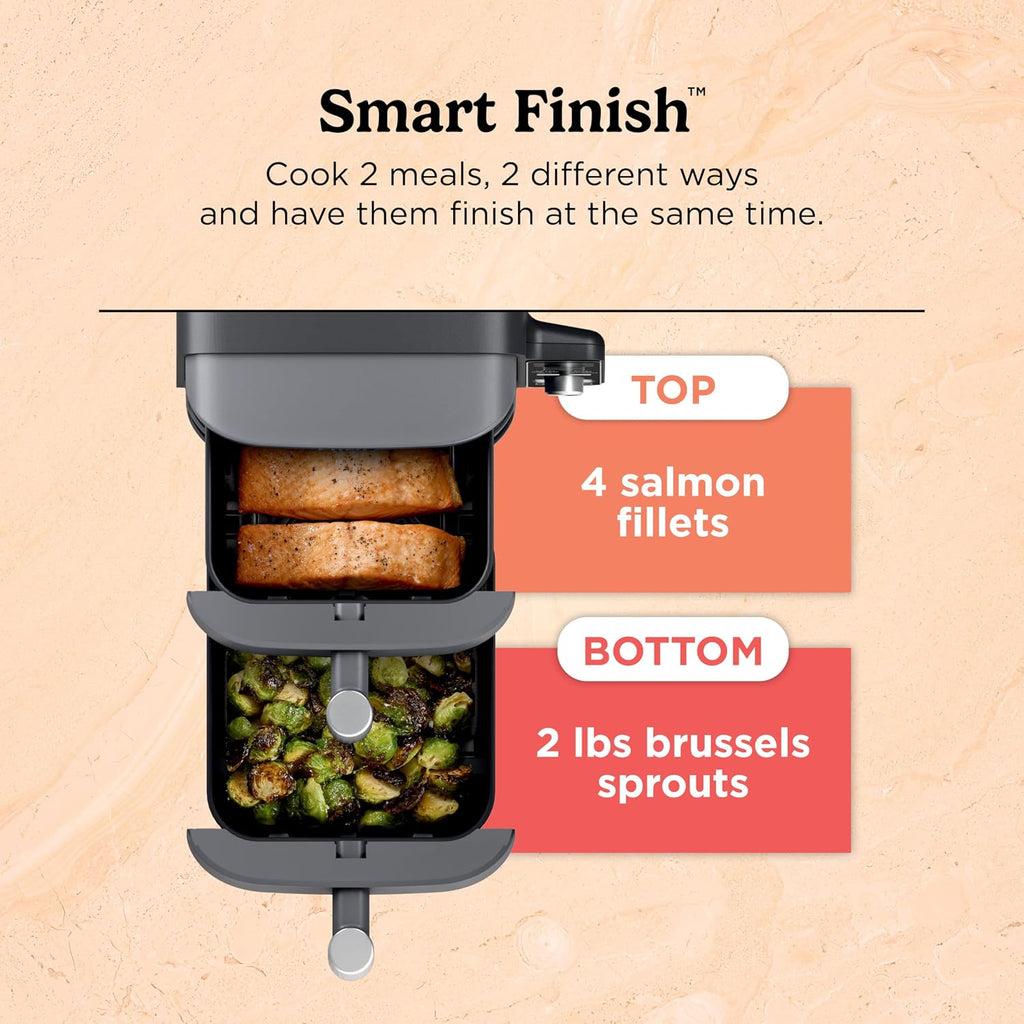 Ninja Air Fryer DoubleStack XL, 10 Qt, 6-in-1, Deep Grey, SL401 | Air fry, broil, roast, bake, reheat, dehydrate, Cooks 4 foods at once, Fits 5 lb chicken