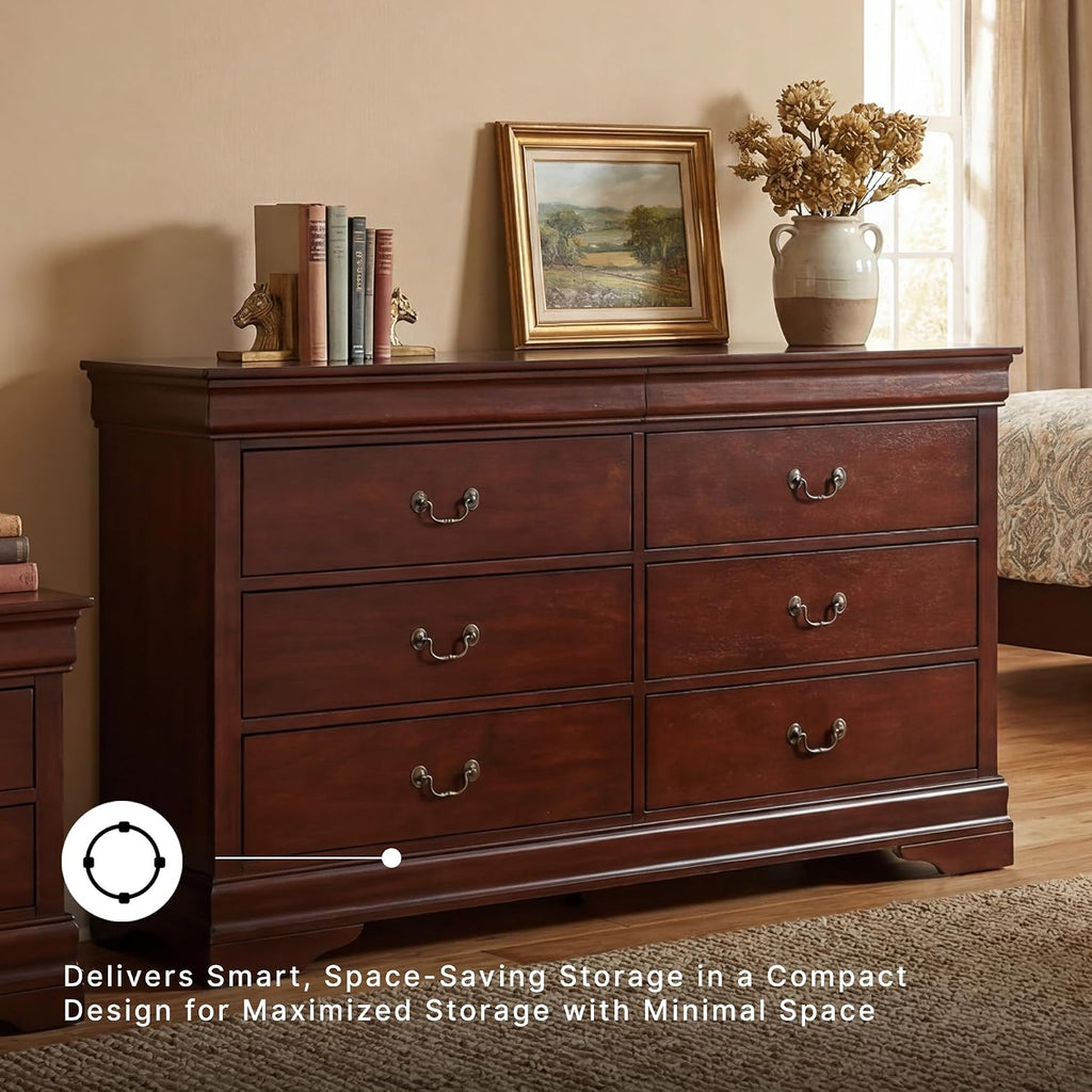 Signature Design by Ashley Alisdair 6 Drawer Bedroom Dresser, Dark Brown | Durable engineered wood, Classic Louis Philippe-style moulding, 6 spacious drawers for master bedroom storage