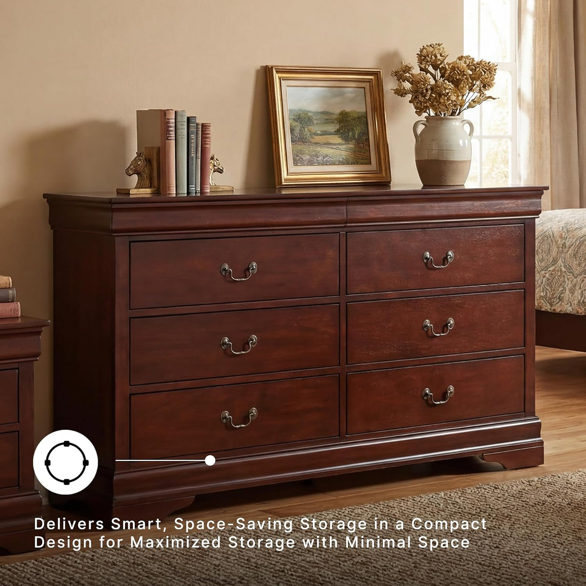 Signature Design by Ashley Alisdair 6 Drawer Bedroom Dresser, Dark Brown | Durable engineered wood, Classic Louis Philippe-style moulding, 6 spacious drawers for master bedroom storage