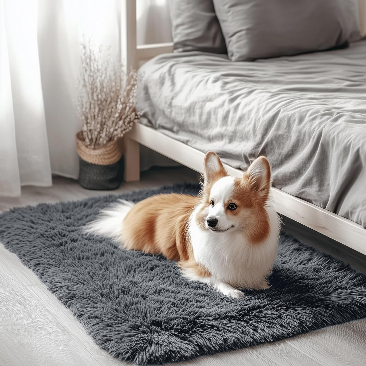 OLANLY Beige Round Rugs for Bedroom - Machine Washable, 4 ft Circle Area Rugs for Living Room, Soft and Fluffy Shaggy Carpet for Teen Girls and Boys, Nursery Rooms, Dorms, Home Decor Aesthetic