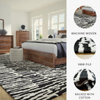 Signature Design by Ashley Area Rug, Abstract 10x14, Black/Ivory | Extra large modern abstract rug with medium 9 mm pile, 100% polyester for spacious living rooms, Bramshaw Series