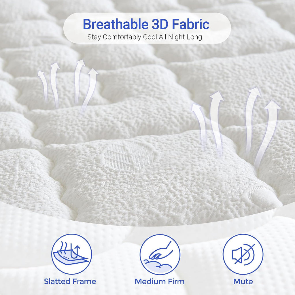dosleeps 4FT6 Double 14 Inch Medium Firm Memory Foam Hybrid Mattress