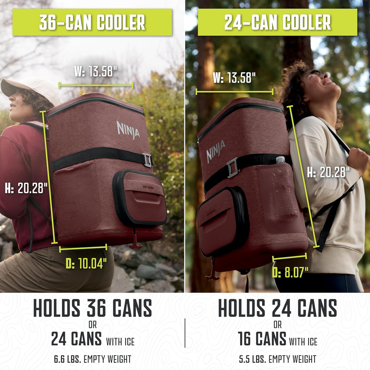 Ninja FrostVault™ Go XL Soft Backpack Cooler, Dry Storage, Canyon Red | Ninja FrostVault Go XL soft cooler, stays cool for hours with a leakproof, easy-access lid, and carries like a backpack