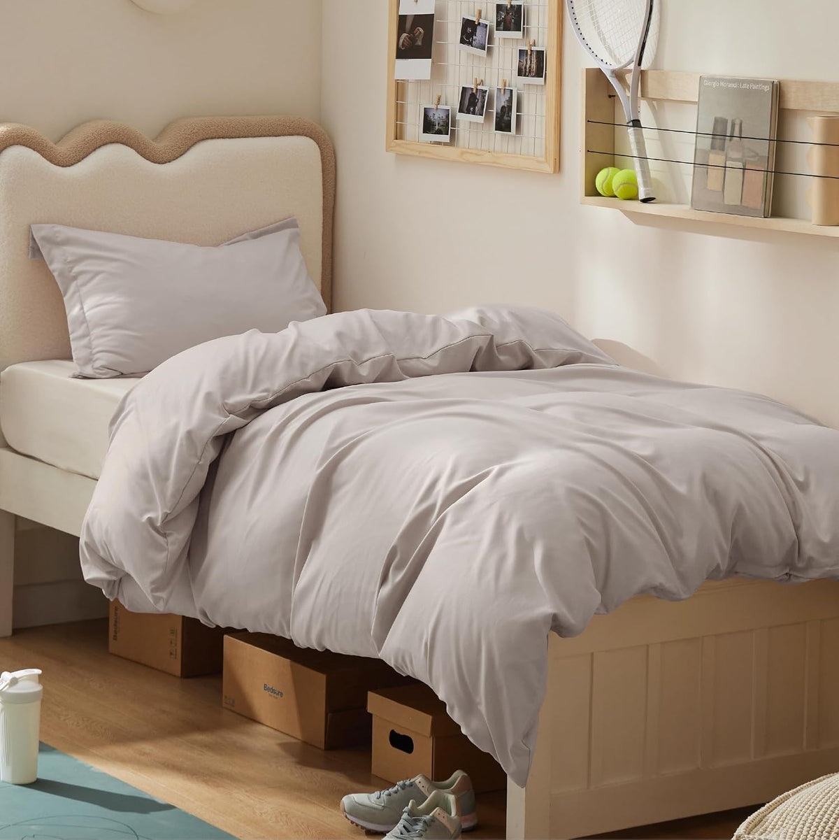Bedsure Duvet Cover Queen Size, 3Pcs Soft Double Brushed Bedding Set, White