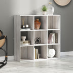 Signature Design by Ashley Paxberry 9 Cube Organizer Bookshelf, Whitewash | Engineered wood and laminate, Replicated worn-through paint, Fits 10.5 in storage bins, Alternating open and closed backs